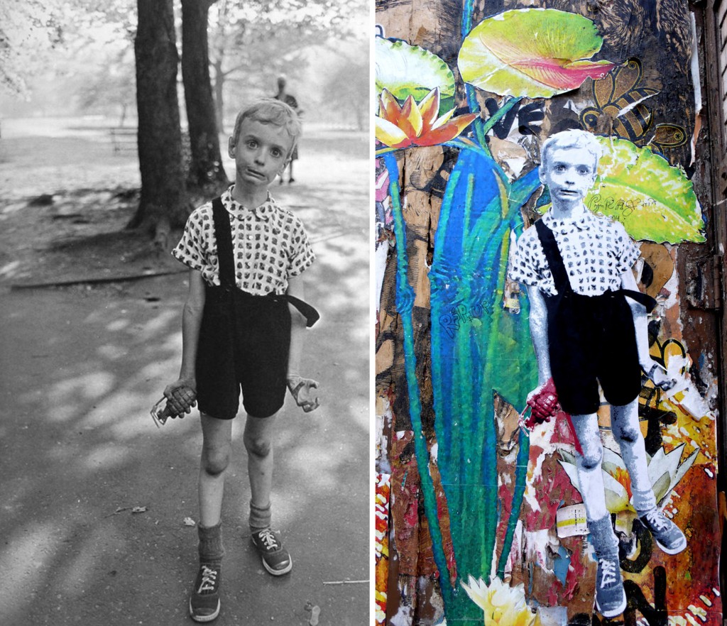 Child with Toy Hand Grenade in Central Park, New York City (1962), by Diane Arbus. On the right 