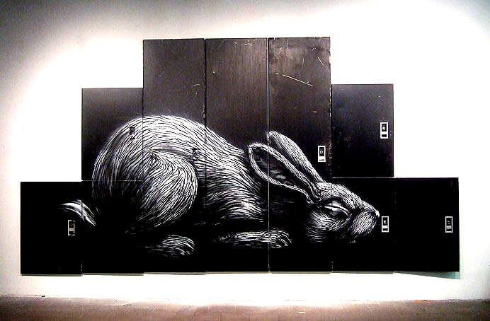 ROA'S NEW PIECE FOR THE SHOW. IMAGE COURTESY OF THE GALLERY