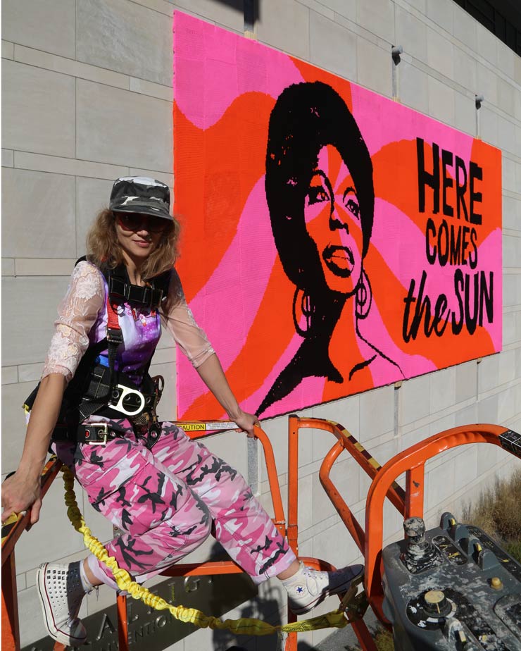 Street Artist Olek And Volunteers Create Nina Simone Tribute In Raleigh Nc Brooklyn Street Art