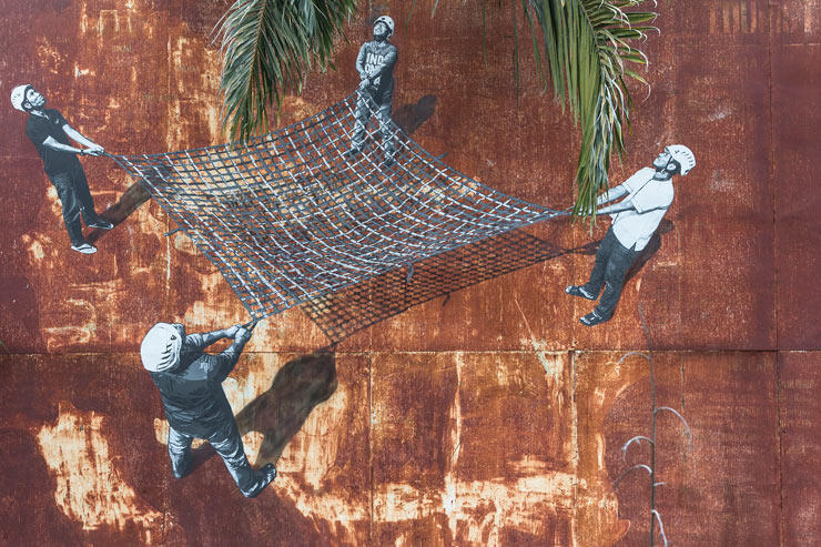 Street Artist StrØk in Indonesia Ready to Catch Orangutans