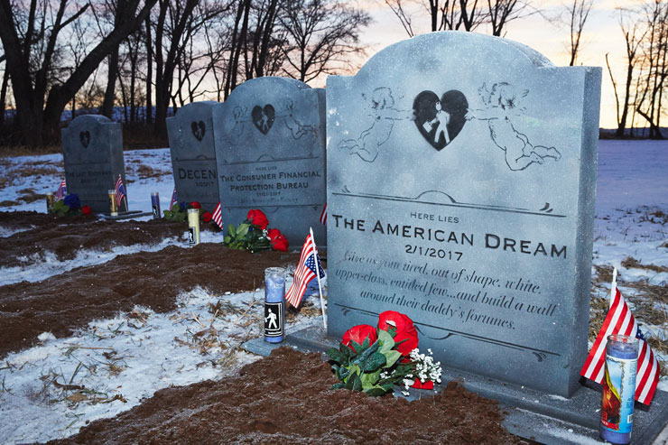 Pop Up “Trump Cemetery” Marks Death of Ideas on 1st Anniversary of Inauguration by INDECLINE Artist Collective