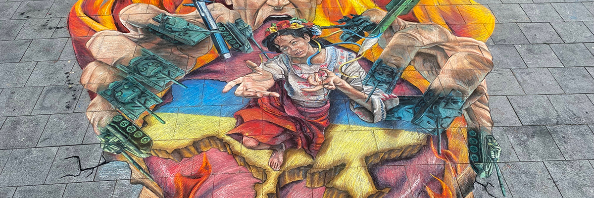 “Save Ukraine” Chalk Art in Baltimore’s Fells Point